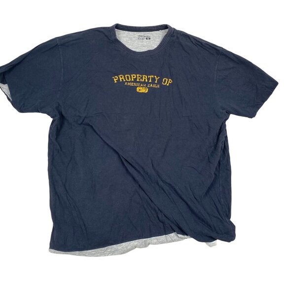 American Eagle XL Navy Blue "Property Of" Athletic Dept T-Shirt Mens Casual Wear - Picture 1 of 12